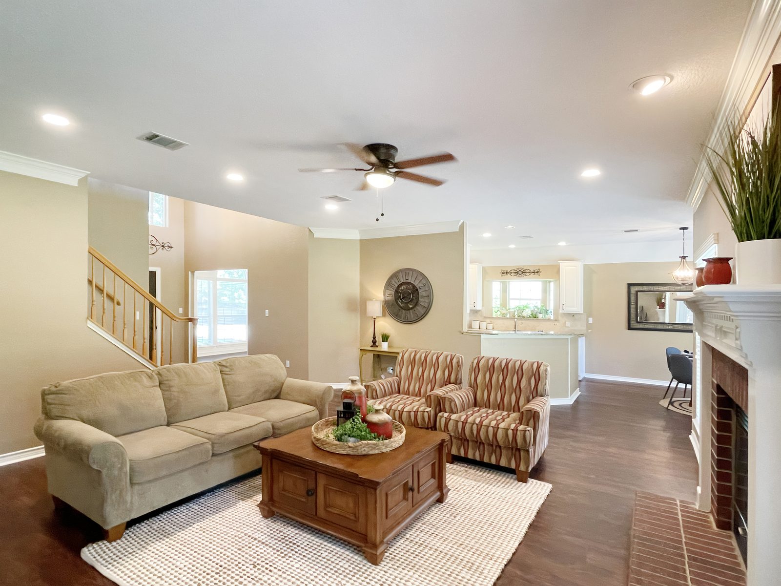Staged living room at Dunes Drive